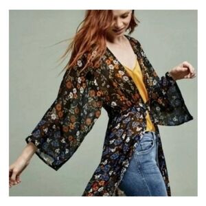 Anthro | Floreat - Dark Floral Kimono